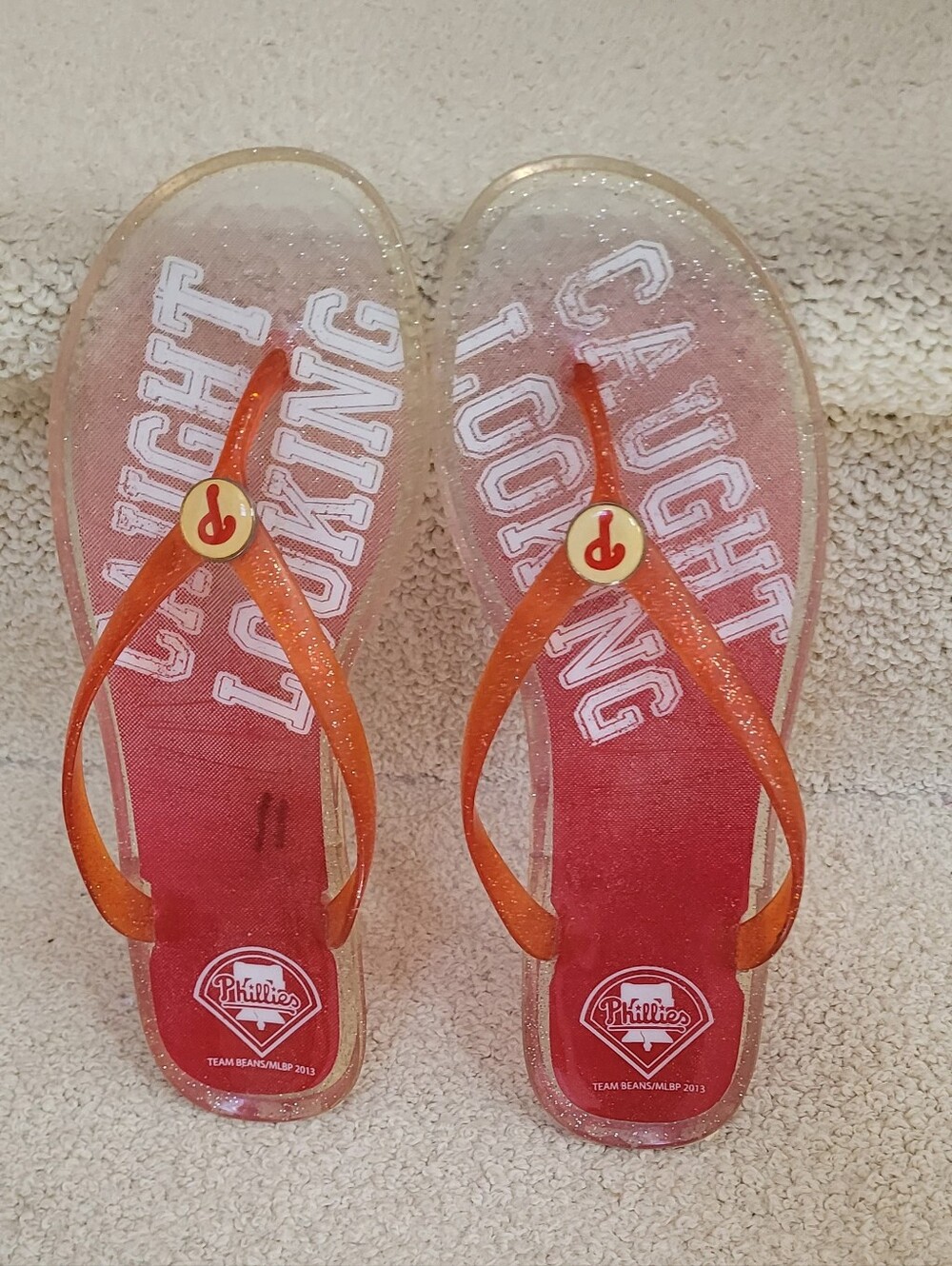 Phillies Red Ombre Glitter Flip Flops